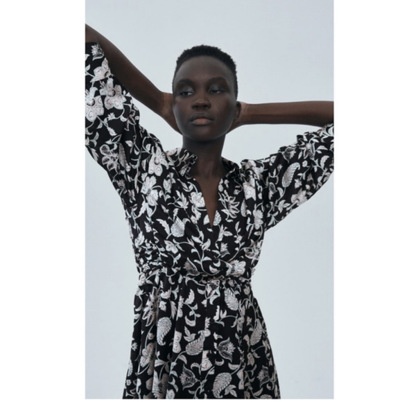 Floral Print Shirt Dress - Picture 1 of 5